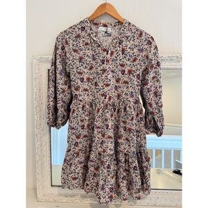 ZARA Paisley Autumn Dress Long Sleeve Flowers Neutral Size 11-12